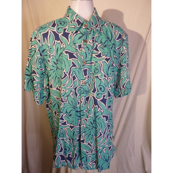 Island Republic Hawaiian Silk Shirt-Short Sleeves-Flora-sz L - Picture 2 of 3